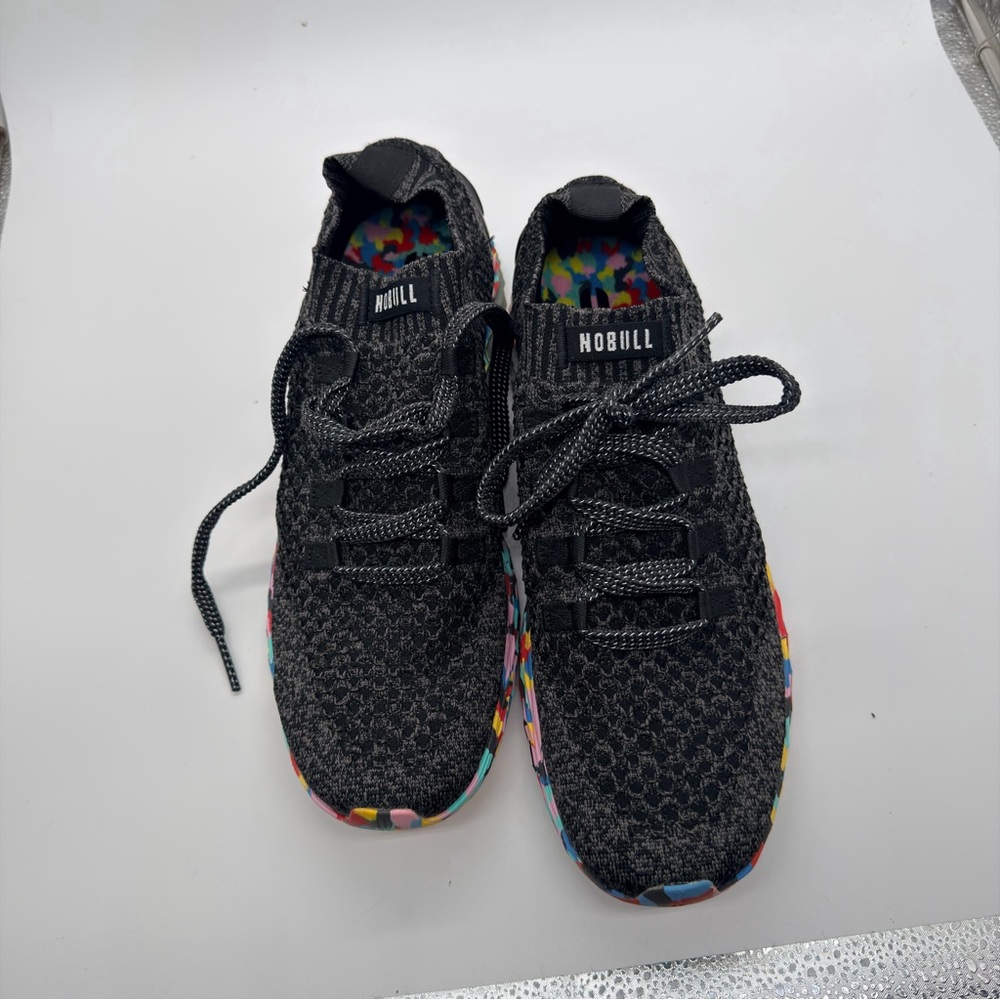 NOBULL Black Knit‎ Sneakers with Multicolor Sole